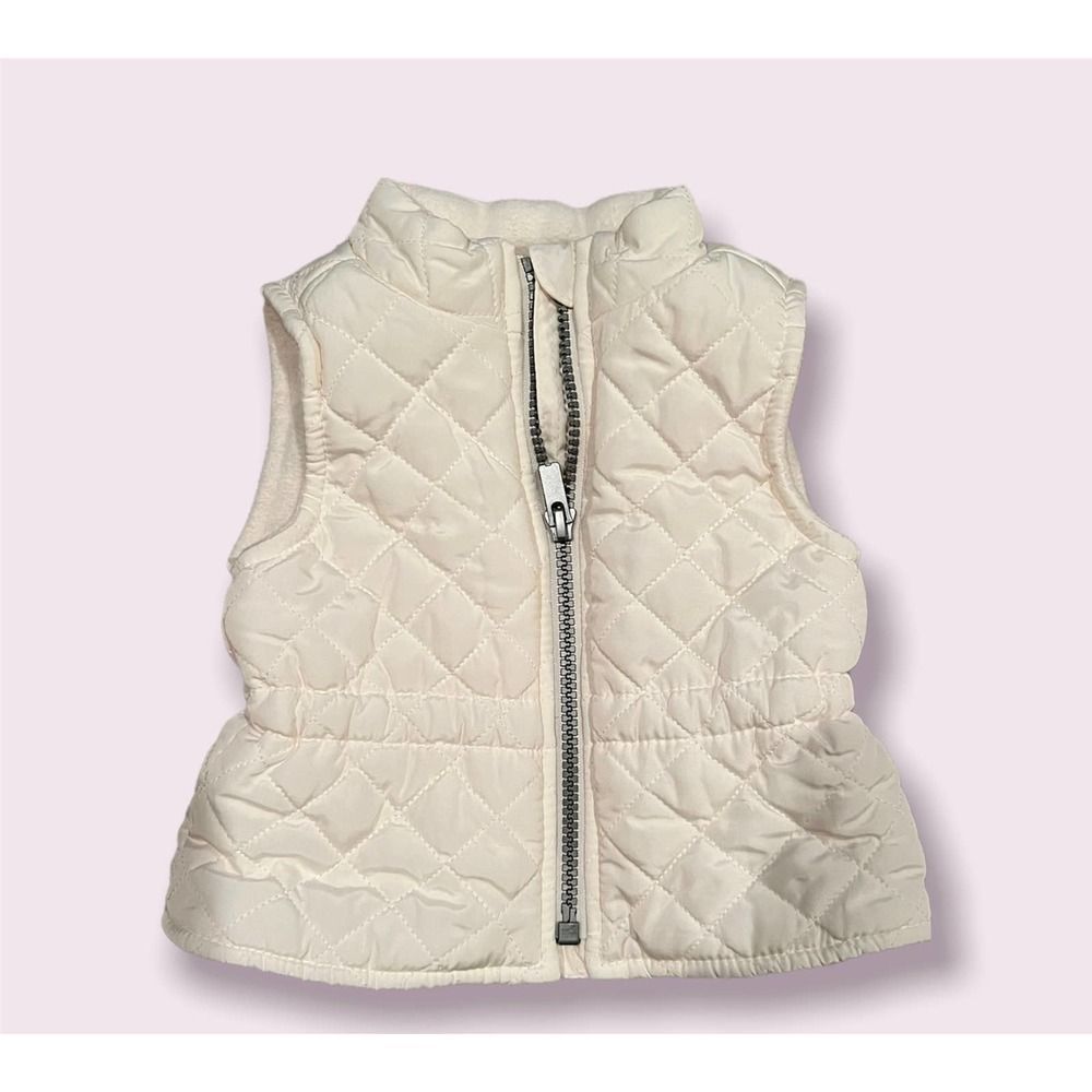 Old Navy Cream Lined Zipper Vest- Size 3-6 months